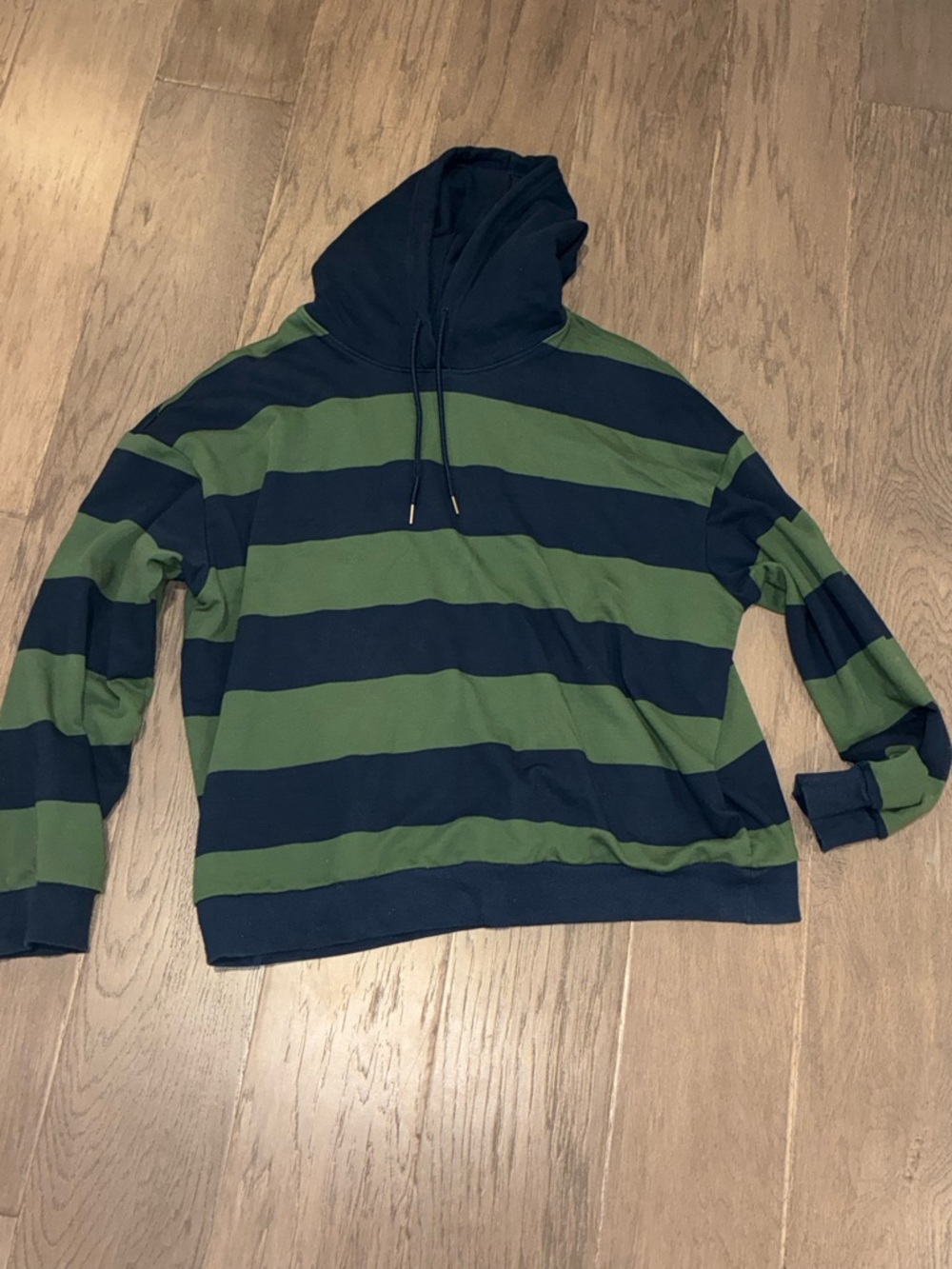 Original Use Men’s Hoodie | XL (Fits Like Large) | Olive Green & Navy Stripe